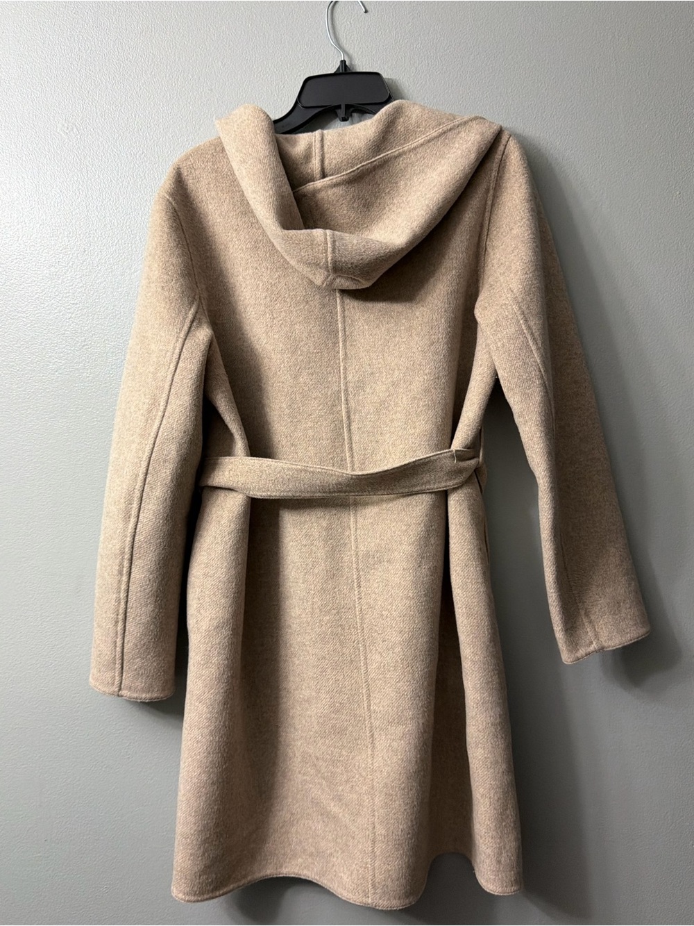 uniqlo tan button front belted  hooded coat Womens Belted Wool-Blend large - Picture 5 of 6